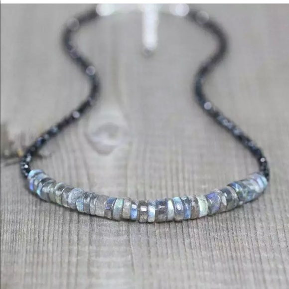 Labradorite & Spinel 925 Sterling Beaded Necklace - Picture 2 of 2